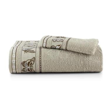 Imagem de Jogo de Toalha Simples 2 Pçs Banho e Rosto Cindy - Lace Brazil, Bege S