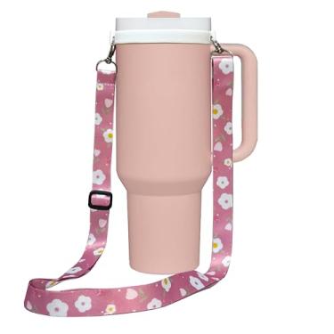 Imagem de Anjonova Suporte para garrafa de água com alça ajustável de 76 a 150 cm, compatível com Stanley 40/30/567 g, Owala, Hydroflask, YETI e mais, suporte de garrafa para acessórios de copo, adequado para