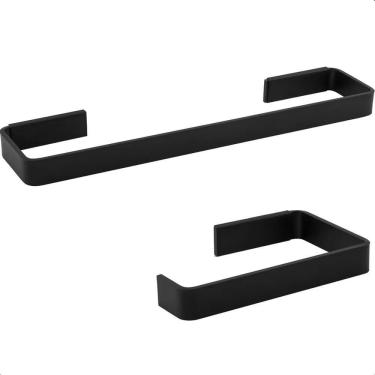 Imagem de 2X Suporte De Papel Higienico Com Porta Toalha De Rosto Pret