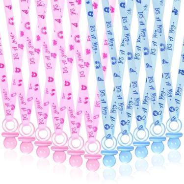 Imagem de Colar de chupeta de chá de bebê com 36 peças, lindos colares de chupeta de acrílico para jogos de chá de bebê, lembrancinhas de festa, colares de revelação de gênero decorativos, decoração de mesa de