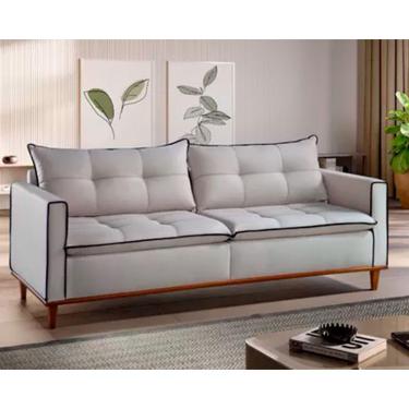 Imagem de Sofá Living Luxo Adhara Fixo Borda Viva 2,00 M Zara Bege