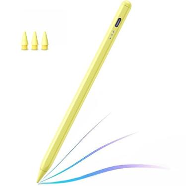 Imagem de JEDOUBAL Caneta Stylus para iPad, lápis de carregamento rápido para pad com rejeição de palma, sensibilidade de inclinação para iPad 6-10, Pro 27.9 cm/32.8 cm/M4, Air 3/4/5/M2, Mini 5/6, amarela