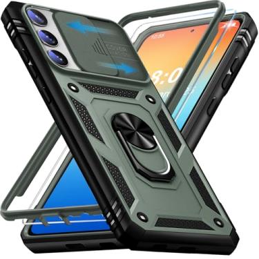 Imagem de Giyer Capa protetora para Samsung Galaxy S23 com protetor de tela, à prova de choque, à prova de quedas, resistente e resistente, anel resistente, capa protetora para Samsung S23 (verde militar)