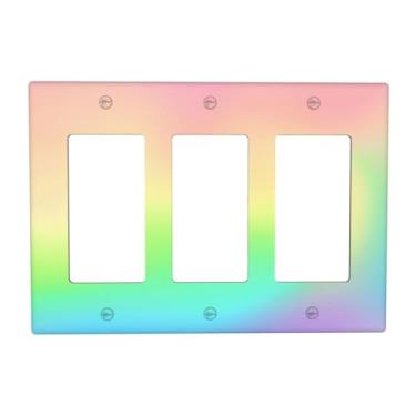 Imagem de BHGAHD Capas decorativas para tomadas modernas e sonhadoras, pastel, Gradien, 3 Gangs, placa de parede triplo basculante, capa para interruptor, cor suave, arte abstrata, com mistura de rosa, amarelo