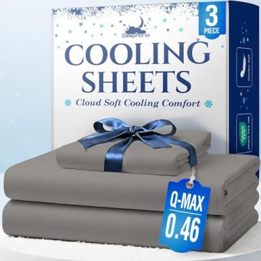 Imagem de SLEEPHORIA Jogo de cama solteiro com 3 peças de resfriamento - roupa de cama com regulação de temperatura para pessoas que dormem quentes - Lençóis de cama de solteiro com bolso profundo para suores