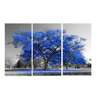 Imagem de Quadro Decorativo Arvore Azul Royal Trio 60x120