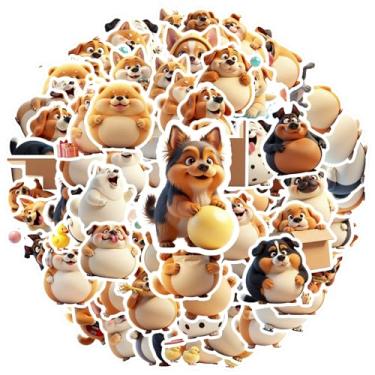 Imagem de 70 peças adesivos de animais fofos para cães, brinquedos redondos, para celular, guitarra, notebook, mala, copo, guitarra, laptop, capacete, skate