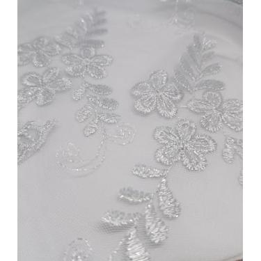 Imagem de Tecido Tule Bordado Embroidery - 100% Poliéster (Branco, 3m x 1,32m)