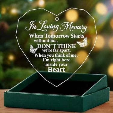 Imagem de Presentes de simpatia – Ornamento de vidro de coração para presentes comemorativos, luto, condolência, lembrança de memória amorosa para perda de mãe, pai, marido ou irmão, enfeite de Natal de