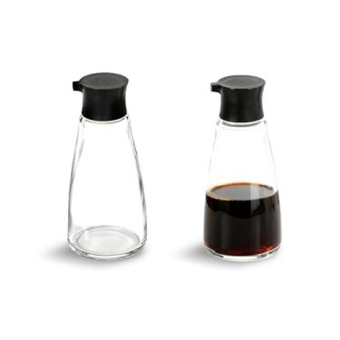 Imagem de Roucerlin Conjunto de 2 recipientes de vidro para molho de soja de 272 g, garrafas de azeite de oliva e vinagre com bico para cozinhar, tempero, salada, molho churrasco (TWO)