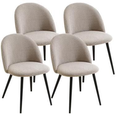 Imagem de Buenanir Conjunto de 4 capas de cadeira de sala de jantar, modernas, de meados do século, capas para cadeira de jantar, costas curvadas, sem braços, para cozinha, escritório, sala de estar, cáqui