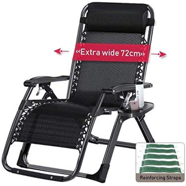 Imagem de Espreguiçadeira de jardim, espreguiçadeira dobrável, cadeira de gravidade zero, pessoas resistentes, espreguiçadeira reclinável de pátio extra larga, para suporte de banho de sol na praia, 200 kg