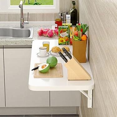 Imagem de Mesa dobrável para lavanderia, mesa dobrável montada na parede, mesa de jantar dobrável de madeira, mesa de trabalho para montagem na parede, mesa de trabalho flutuante para pendurar na parede para