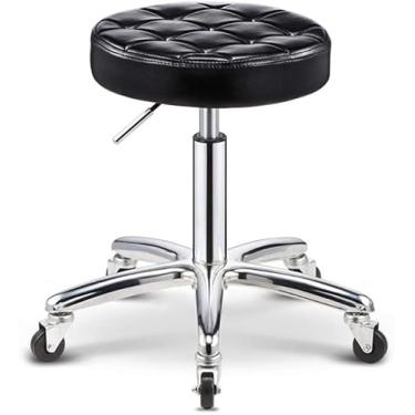 Imagem de Banqueta sobre rodas rodada hidráulica ajustável cadeira de salão de beleza banco giratório ajustável banco giratório (cor: preto) (BlackOne)