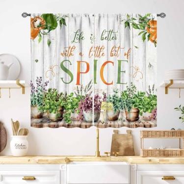 Imagem de Cortinas rústicas de cozinha, quinta, verão, legumes, temperos, ingredientes, tema de cozinha, campo, sala de jantar, sala de estar, quarto, janela, cortinas, tratamentos, 2 painéis, 132 x 99 cm