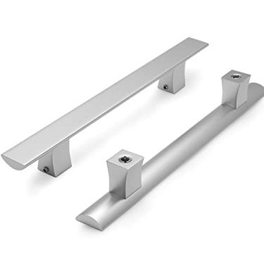 Imagem de STXYANGV Puxador de porta de liga de alumínio prata, barra de apoio de arco para porta dianteira/quarto/estúdio/banco/hotel, 32 40 50 60 60 80 cm de comprimento maçaneta giratória dupla face (tamanho