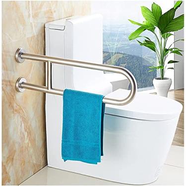 Imagem de LUOFDCLDDD Barra de apoio de segurança corrimãos de banheiro, corrimãos de segurança sem barreiras, aço inoxidável em forma de U, suporte seguro antiderrapante, adequado para banheiras, banheiros