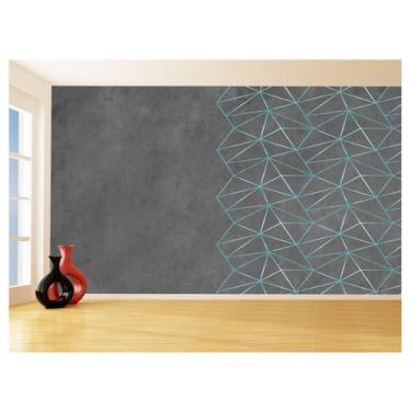 Imagem de Papel De Parede Concreto Linhas Azul Turquesa 3,5M Kkt280 - Você Decor