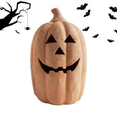 Imagem de Lanterna De Abóbora | Lanterna De Abóbora Para Halloween | Iluminação Assustadora Lâmpadas Sem Chama,Para Decoração de Casa e Jardim Interior e Exterior Dormitório Relvado Alpendre Porta da Frente Fes