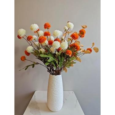 Imagem de Mini Pompon Mãe, Flores Artificiais, Flores Falsas de Caule Longo + Eucalipto, Flores de Seda Sintética para Casamento, Decoração de Casa, Decoração de Escritório, Arranjos de Flores Falso Kiku para