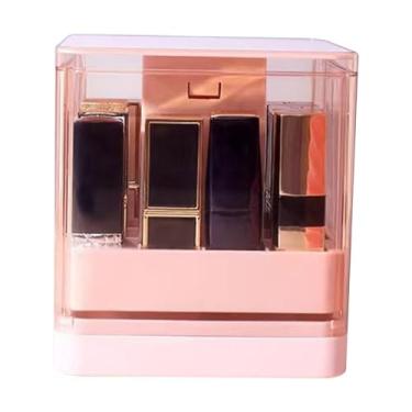 Imagem de Organizador de brilho labial – Suporte portátil de perfume para batom – Recipiente compacto transparente portátil com 12 compartimentos para exibição de casa de banho, maquiagem, viagens