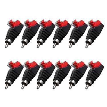 Imagem de Ulightfire Conector macho RCA adaptador de áudio e vídeo tipo botão conector macho acoplador adaptador de plugue para extensão de cabo RCA, pacote com 12