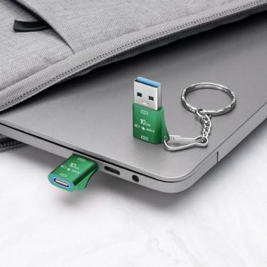 Imagem de Adaptador USB C para USB 3.0 OTG (2 peças), adaptador USB-C fêmea para USB-A macho 10G compatível com celular, tablet e outros dispositivos tipo C (verde)