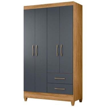 Imagem de Guarda Roupa Solteiro Chile 4p 103 Cm Freijo Cinza Moval