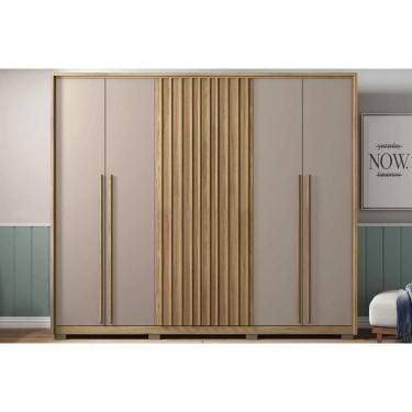 Imagem de Guarda Roupa Casal 6 Portas (2 Ripadas) E 6 Gavetas New Comodus Buriti/fendi - Caemmun
