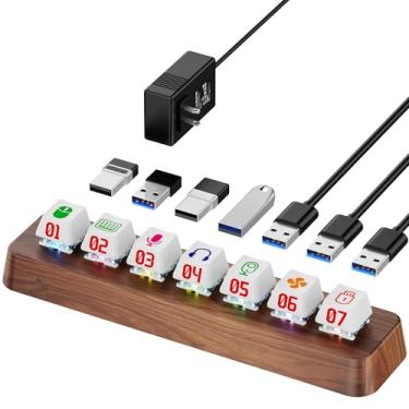 Imagem de FEIFANZHE Hub alimentado por USB 3.0 de 7 portas, iluminação RGB, suporte para switch Cherry MX de troca quente, velocidade de 5 Gbps, inclui adaptador de alimentação de 12V/2A, base USB Cyberpunk de