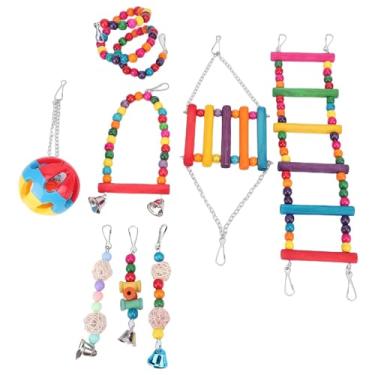 Imagem de YOUTHINK Brinquedo para Mastigar Suporte de Poleiro de Pássaro, Brinquedo de Balanço de de Arara de Madeira Com Colorida para Calopsitas Cinza Africanas, de Escalada e Mastigação de Papagaio