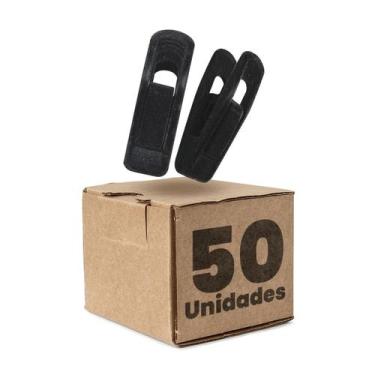 Imagem de Kit 50 Presilhas de Veludo Para Cabides Prendedor Cor Preta - Arboreth