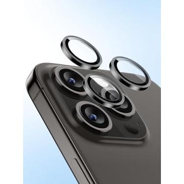 Imagem de Pacote com 2 protetores de lente de câmera HD transparente para iPhone 17 Pro Max/iPhone 17 Pro, protetores de lente individuais com armação de metal, dureza 9H, antiarranhões