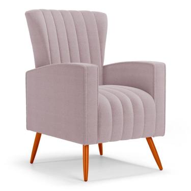 Imagem de Poltrona Decorativa Melody Com Pés Palito Bouclê Rosê - Desk Design