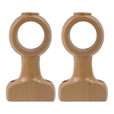 Imagem de HEVSTIL Pacote com 2 suportes de varão de cortina de madeira natural – Suportes de varão de cortina de madeira resistente para postes de 3,6 cm (1-2/12.7 cm) | Suportes decorativos de cortina de