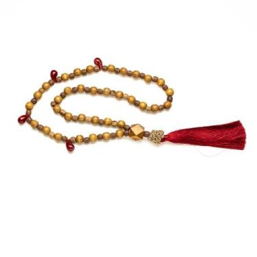 Imagem de Colar de Mesa Decorativo Artesanal Preah Madeira Natural Detalhes em F