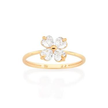 Imagem de Anel skinny flor folheado a ouro BRANCO 513389 Rommanel, Branco, 24