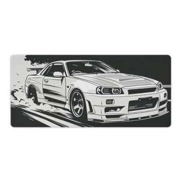 Imagem de HouLaiZhe JDM Japan R34 Tapete de mouse para jogos, grande, para jogos, base de borracha, antiderrapante, acessórios de computador, suprimentos para escritório, casa, 40 x 90 cm
