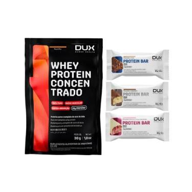 Imagem de Mix Whey Protein Concentrado 20g Proteina Baunilha e Mini Barras Dux