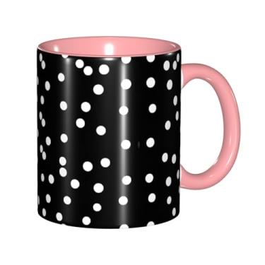 Imagem de Zeraoke Canecas de café criativas com estampa de bolinhas pretas e brancas, personalizadas, presente para a família, tamanho de 325 ml, unissex