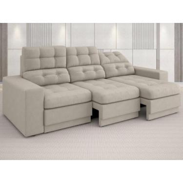 Imagem de Sofá 3 Lugares Net Jobim Assento Retrátil e Reclinável Areia 2,05m (L)