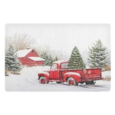 Imagem de STAYTOP Tapete de porta de caminhão de Natal para entrada externa 81 x 50 cm, tapete de boas-vindas externo/interno, tapetes de banho fofos, capacho frontal antiderrapante para entrada, pátio, áreas