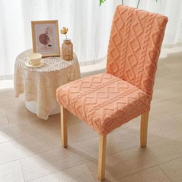 Imagem de Capa de cadeira elástica universal, protetor de cadeira lavável removível, elástico antiderrapante, uso versátil, para sala de jantar, escritório, decoração de casa, sala de estar - laranja||Tamanho