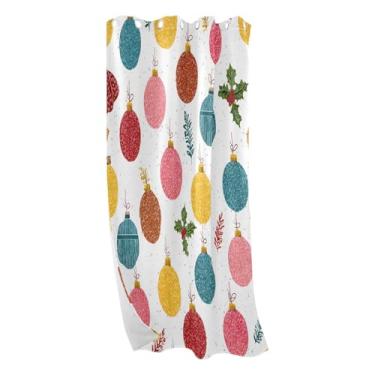 Imagem de CEBUGI Cortinas blackout de bolas de Natal para quarto, sala de estar, painéis de cortina de janela com isolamento térmico (1 painel, 106 cm L x 213 cm C)