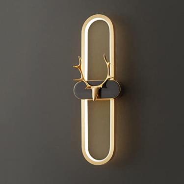 Imagem de Luminária de parede LED de 12W para ambientes internos, com intensidade regulável, ideal para quarto, cabeceira, estilo oval, com design minimalista em formato de chifres, temperatura de cor