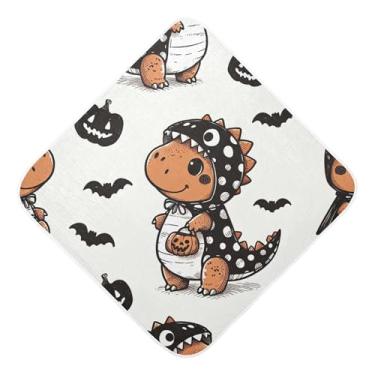 Imagem de Burbuja Toalha de banho de dinossauro de desenho animado - Toalha com capuz de musselina macia e absorvente para recém-nascidos e bebês, 89 x 89 cm