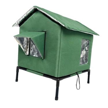 Imagem de Generic Casinha para gatos de exterior, abrigo para gatos selvagens, proteção com pés elevados, casinha para gatinhos para o inverno, quintal, jardim, Verde, M