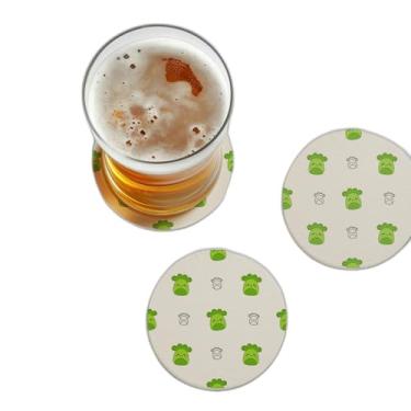 Imagem de Porta Copos Brócolis Kawaii Ilustração Personalizada para Decoração - Tamanho 10x10 cm
