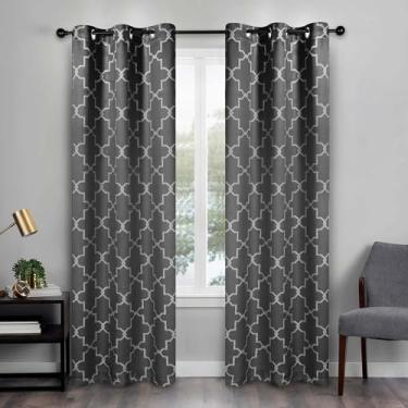 Imagem de Superior Cortinas semiblackout - design de treliça imperial - 106,7 cm x 243,8 cm - cabeçote com ilhós - cortinas com bloqueio solar e escurecimento de quarto para quarto, sala de estar - conjunto de