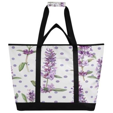 Imagem de STAYTOP Grande bolsa térmica térmica, linda lavanda dobrável para cozinha, reutilizável, lancheira, à prova de vazamento, sacola para compras, comida, viagem, praia, acampamento